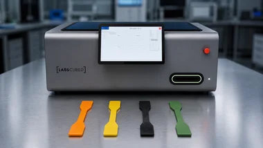 Plastics tensile testing equipment thumbnail - LabsCubed CubeTen automated system